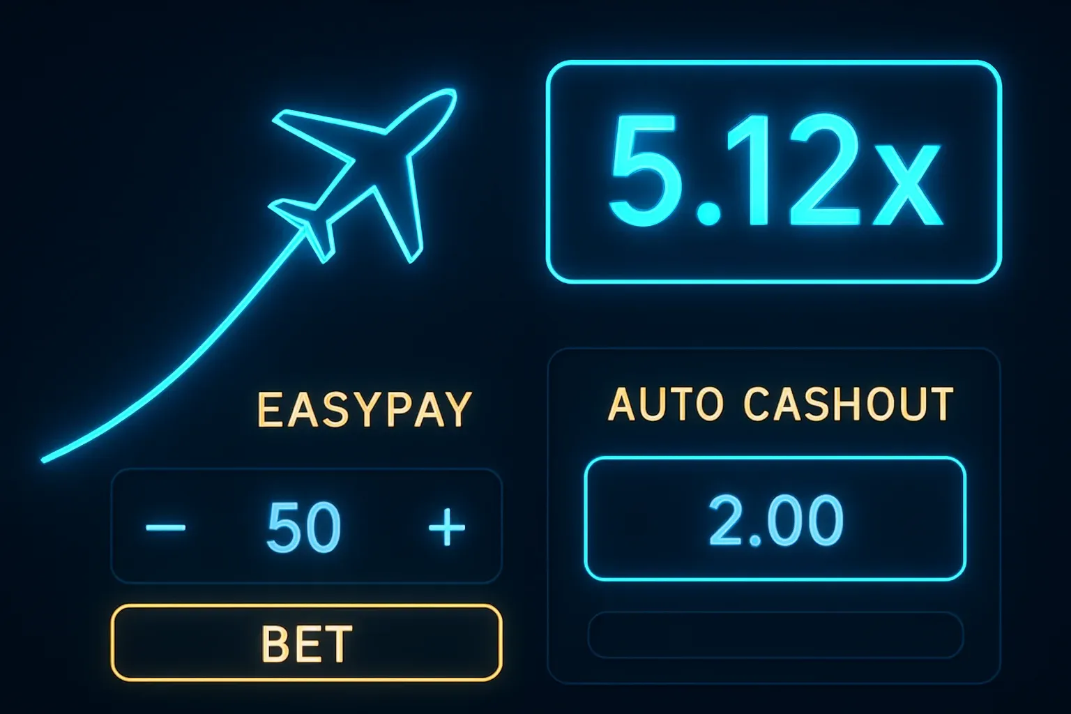 Модерен интерфейс на Aviator с траектория, множител, EasyPay залог и авто кешаут